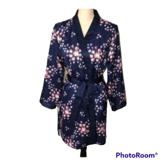 Morgan Lane XFabFitFun Allie RobeNavy Blue Floral S/M - Picture 1 of 9